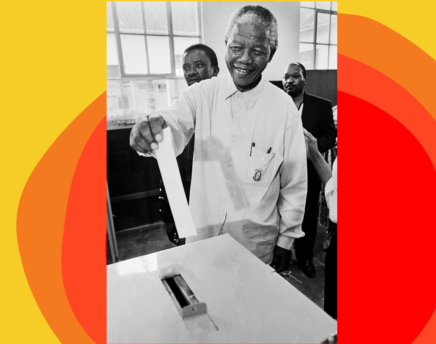 Nelson Mandela casting his ballot