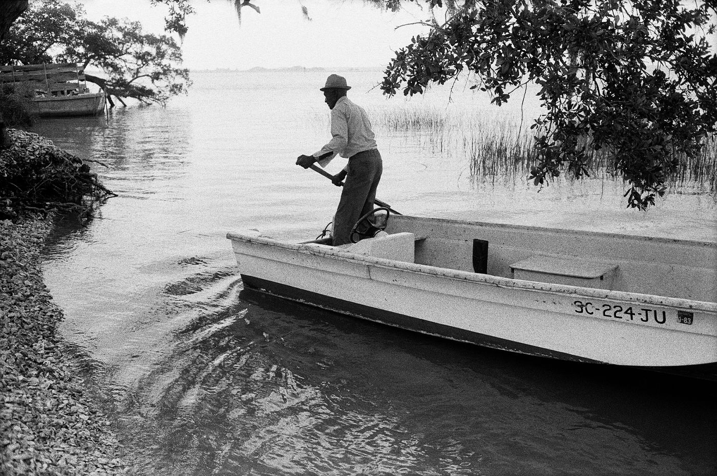 Jake on his boat Arriving on Daufuskie's Shore