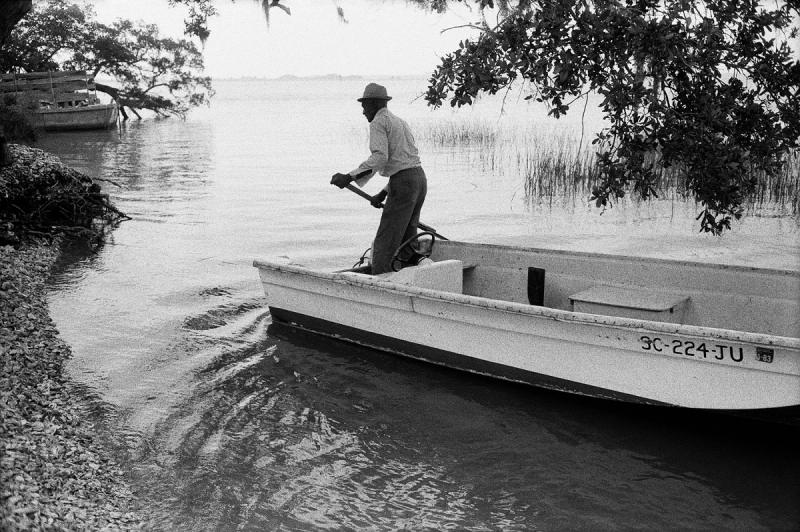 Jake on his boat Arriving on Daufuskie's Shore