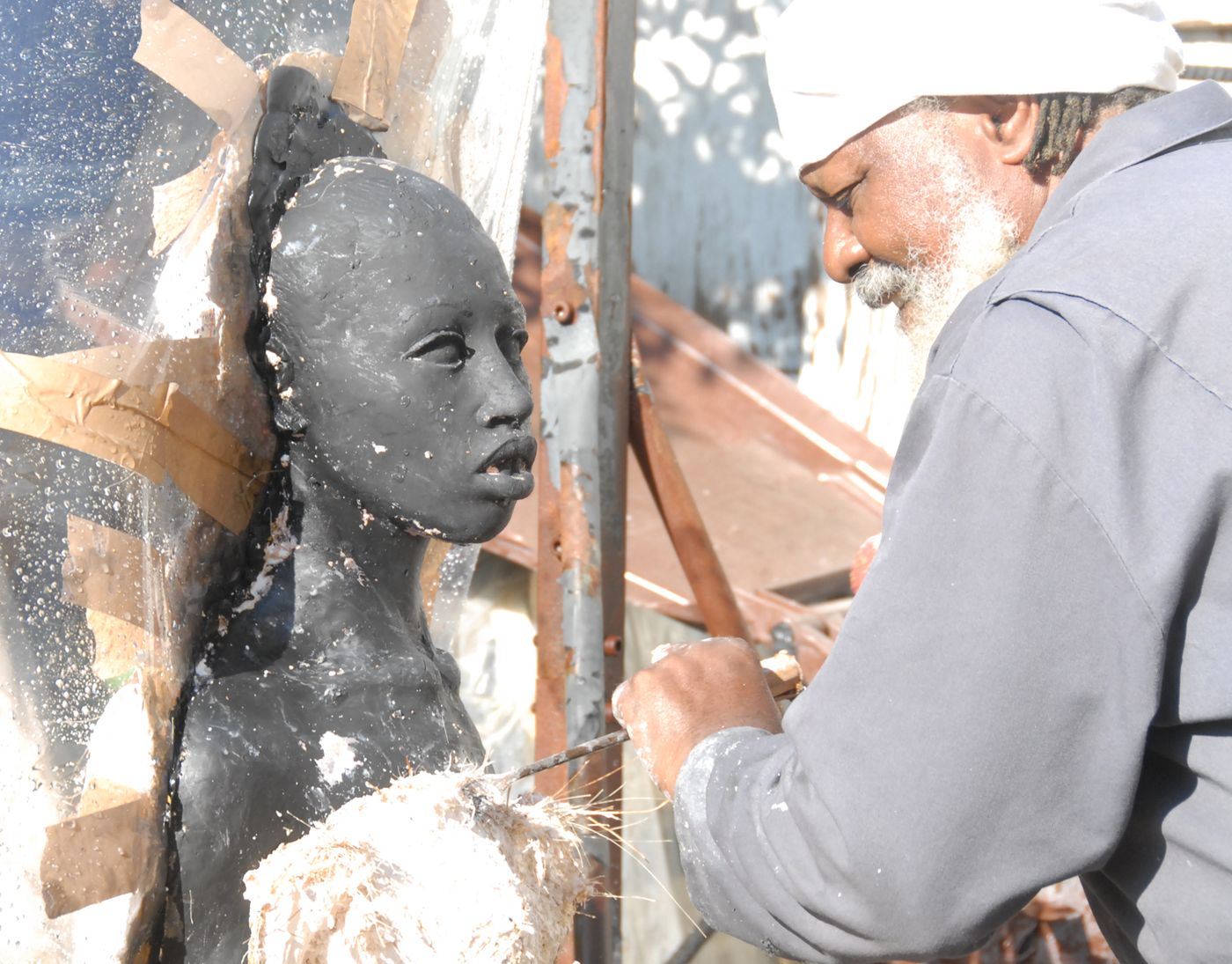 Artist, Charles Dickson sculpting
