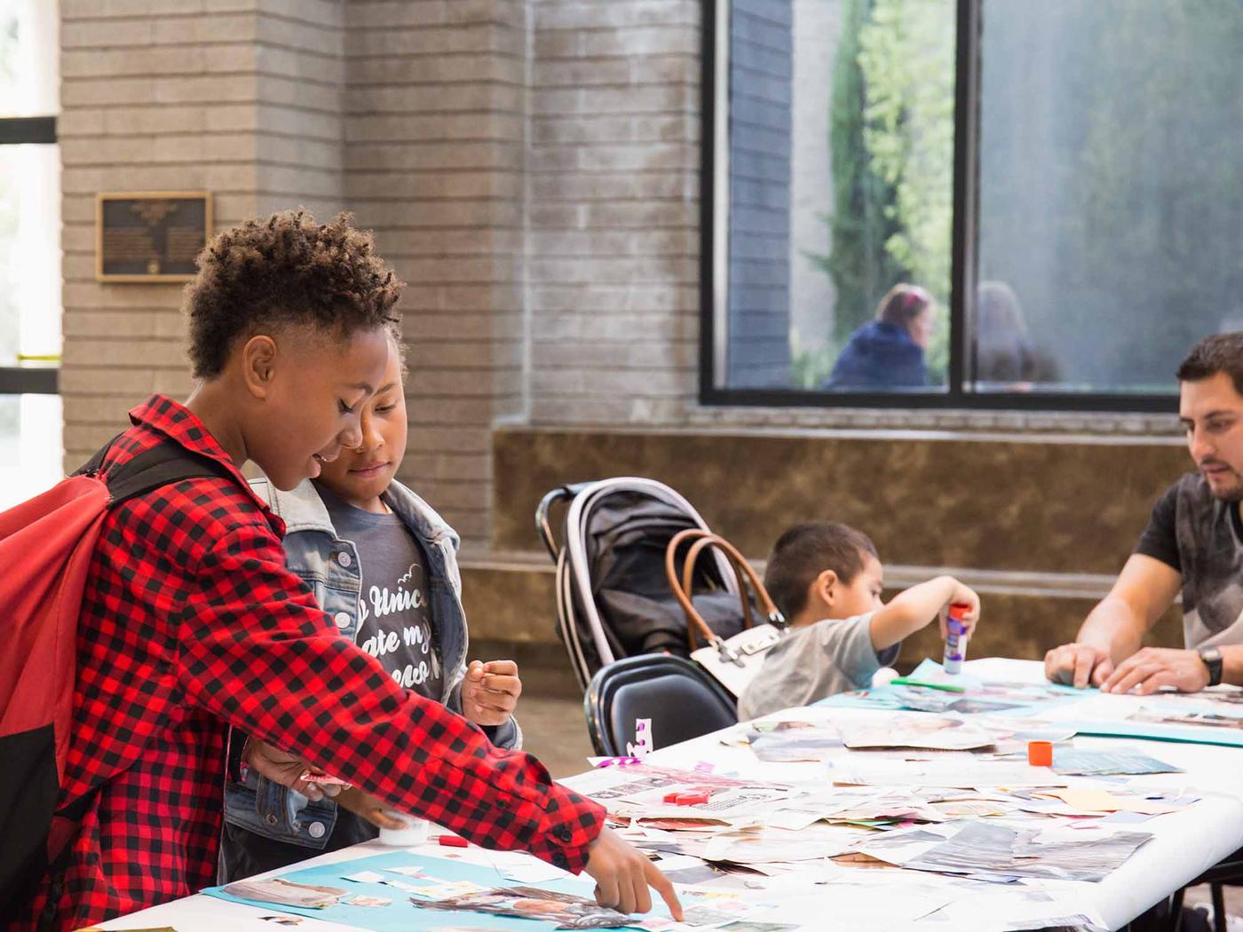 Children participating in an art workshop