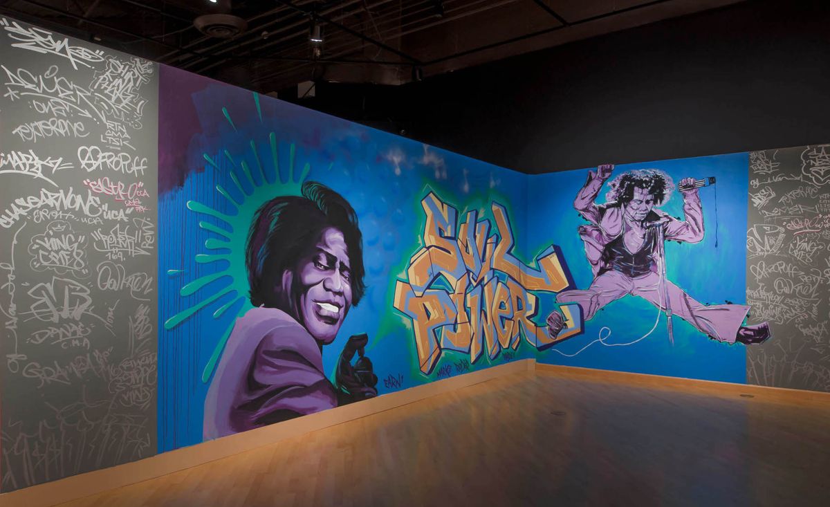 Large-scale, aerosol artwork of James Brown