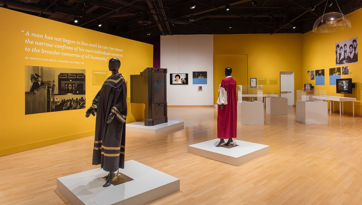 Installation view of Dr. Martin Luther KIng Jr.'s visit to Pasadena