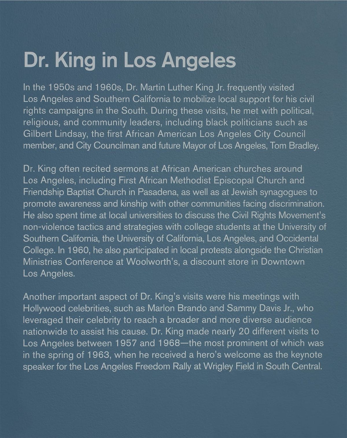 Wall text for Dr. King in Los Angeles