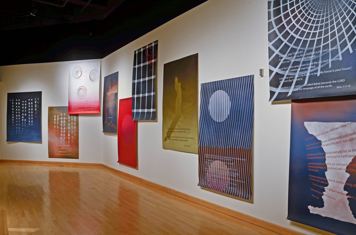 Exhibition view of large scale prints