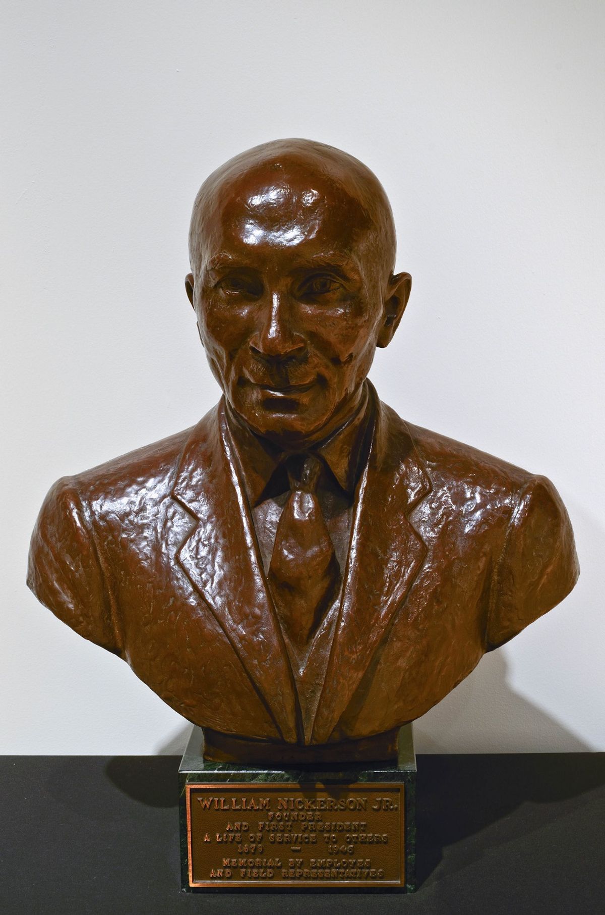 Bust of William Nickerson Jr. made in bronze with marble base