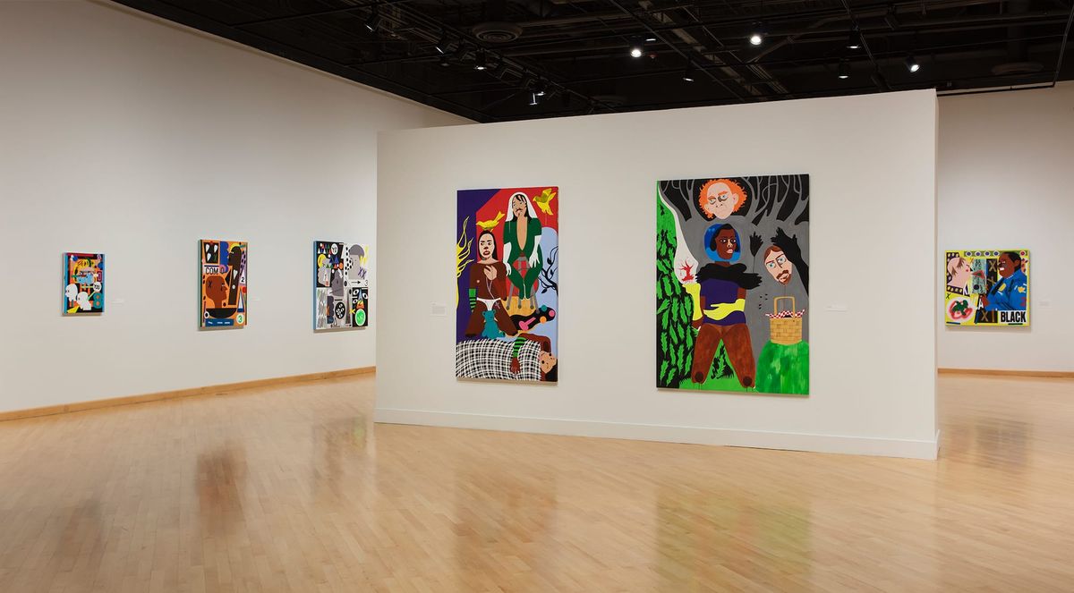 Installation view of large scale paintings in narrative figurative painting