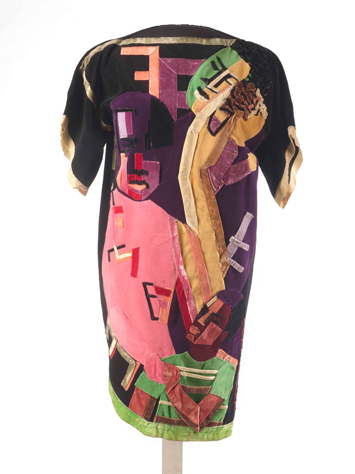 Art dress with patchwork images of five people