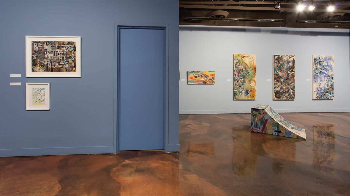 Exhibition view of large scale work and 3D objects