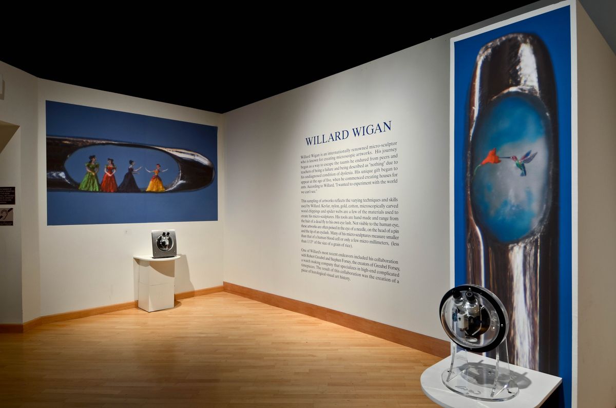 Wall text for Sampling the Microscopic Artwork of Willard Wigan