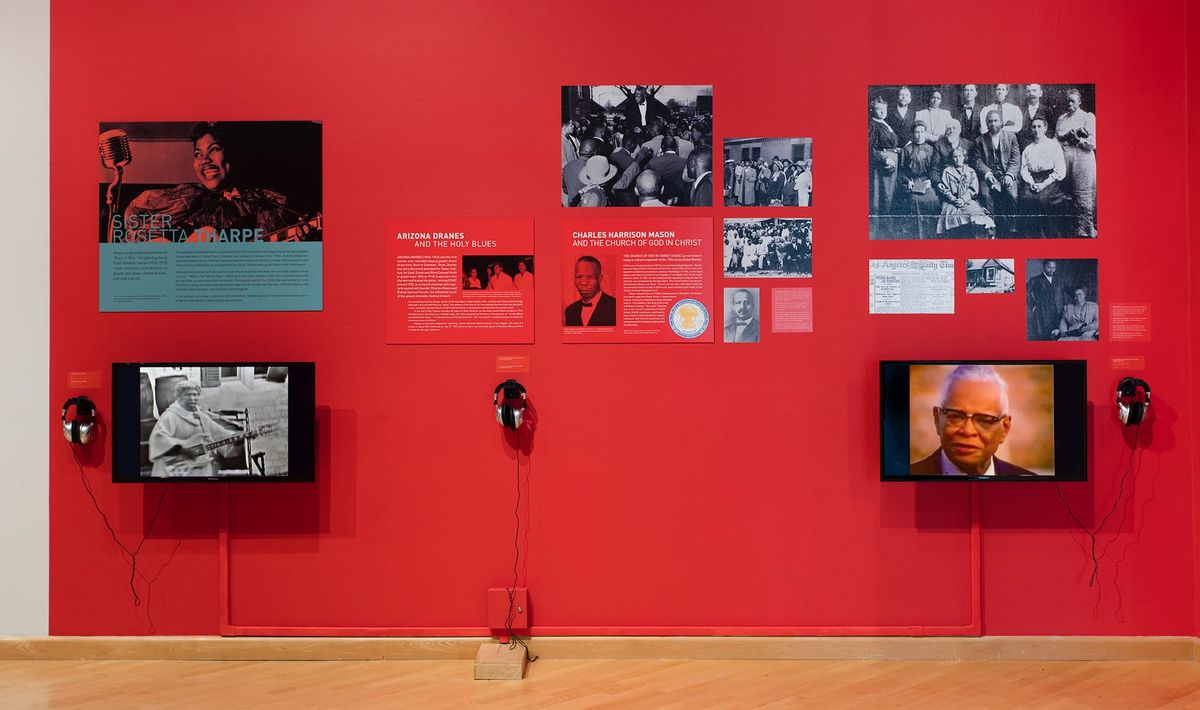 Installation view of supporting images and audio segments