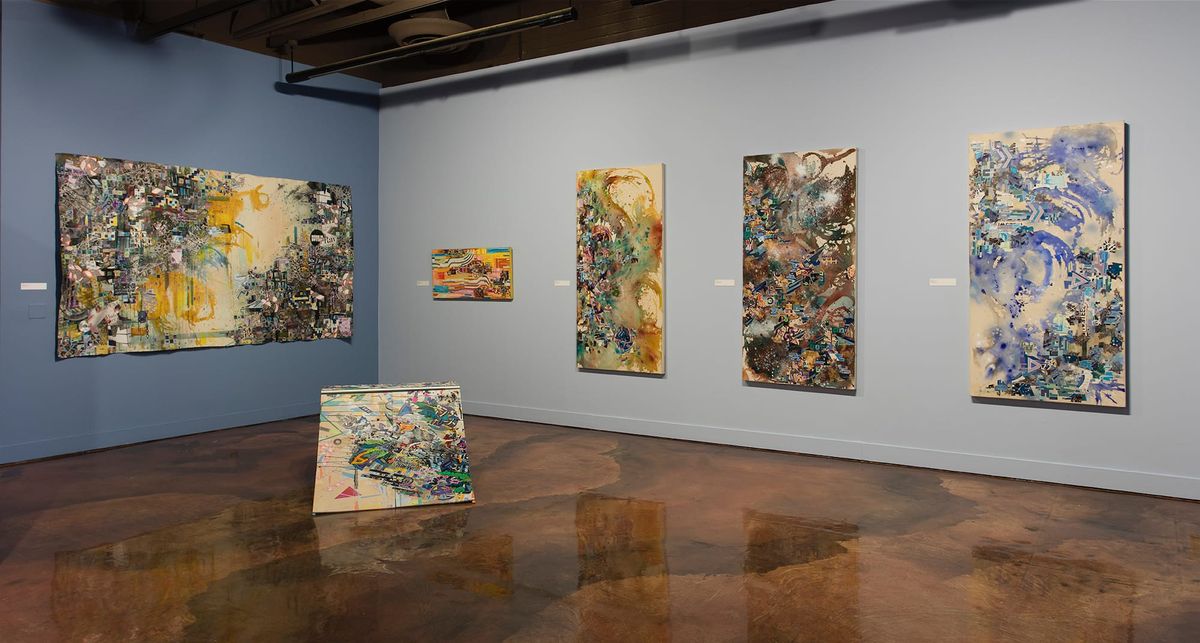 Exhibition view of large scale work and 3D objects