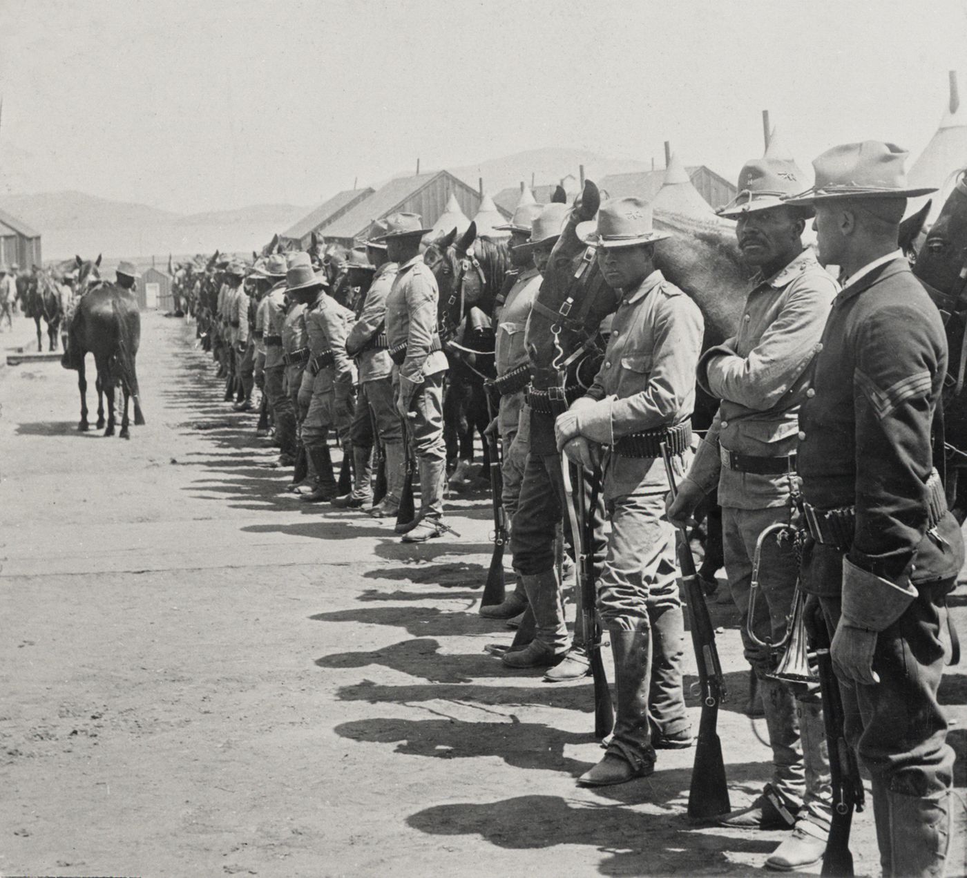 Inspection of Co. H, 9th Cavalry at Presidio, San Francisco, ca 1903