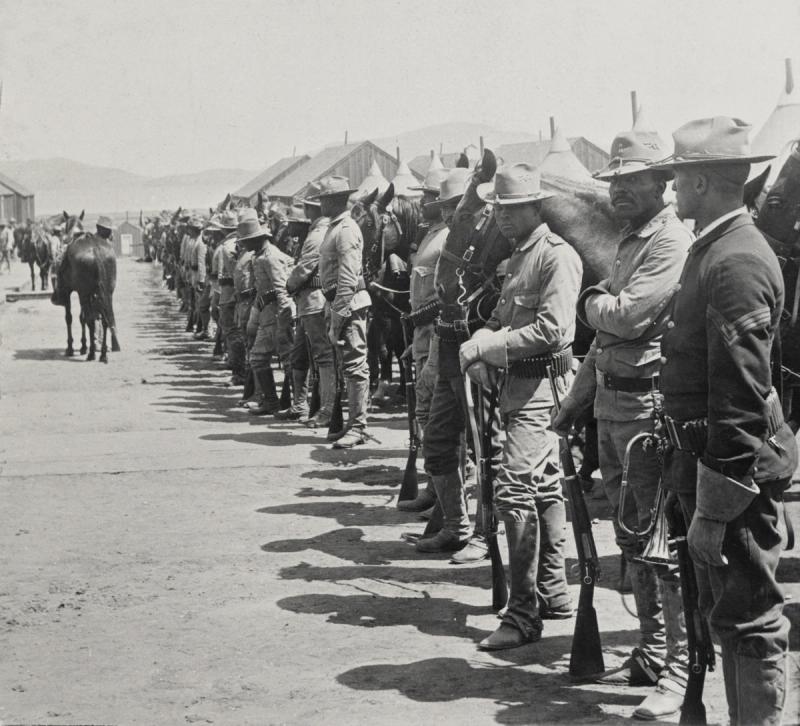 Inspection of Co. H, 9th Cavalry at Presidio, San Francisco, ca 1903