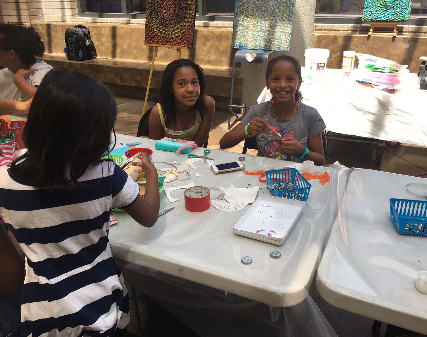 Students making crafts