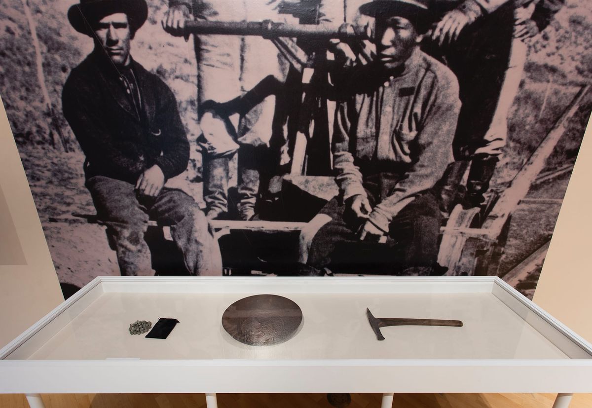 Installation view, tools used for mining