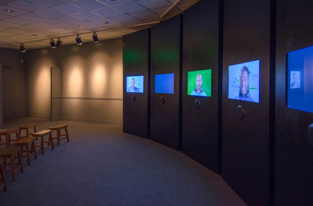 Installation view of multiple monitors