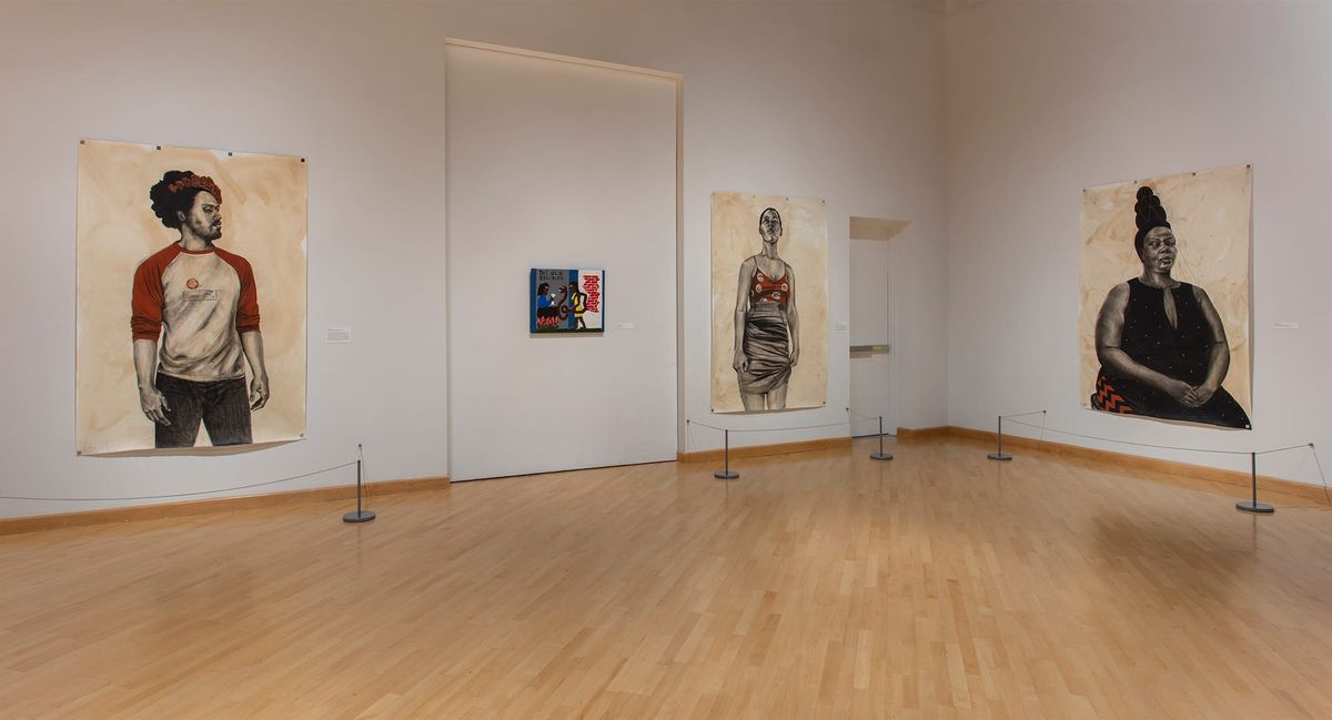 Installation view of large scale paintings