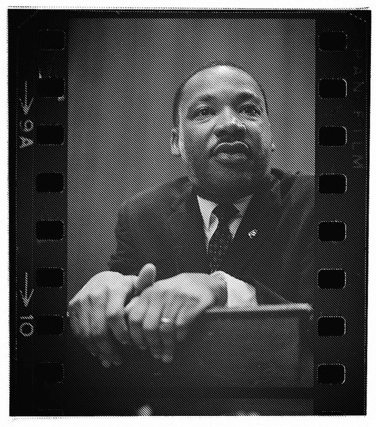 Portrait of Dr. Martin Luther King Jr. at podium