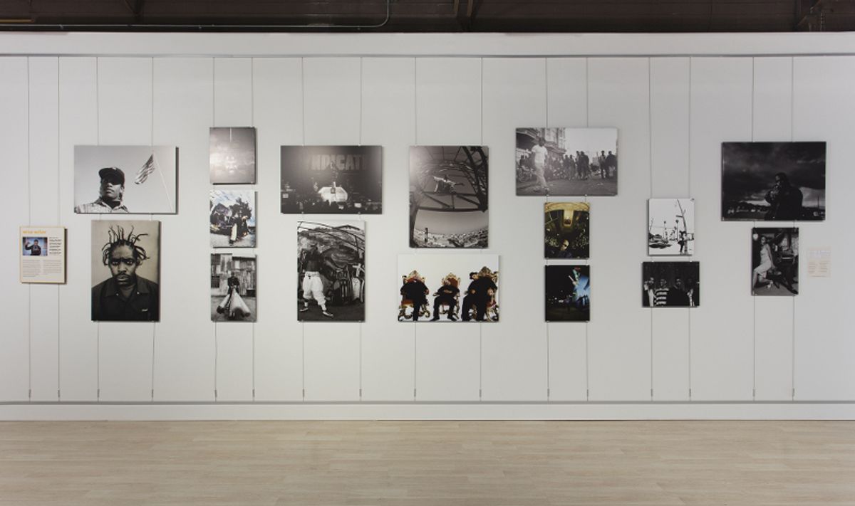 Installation view of photos tiled together