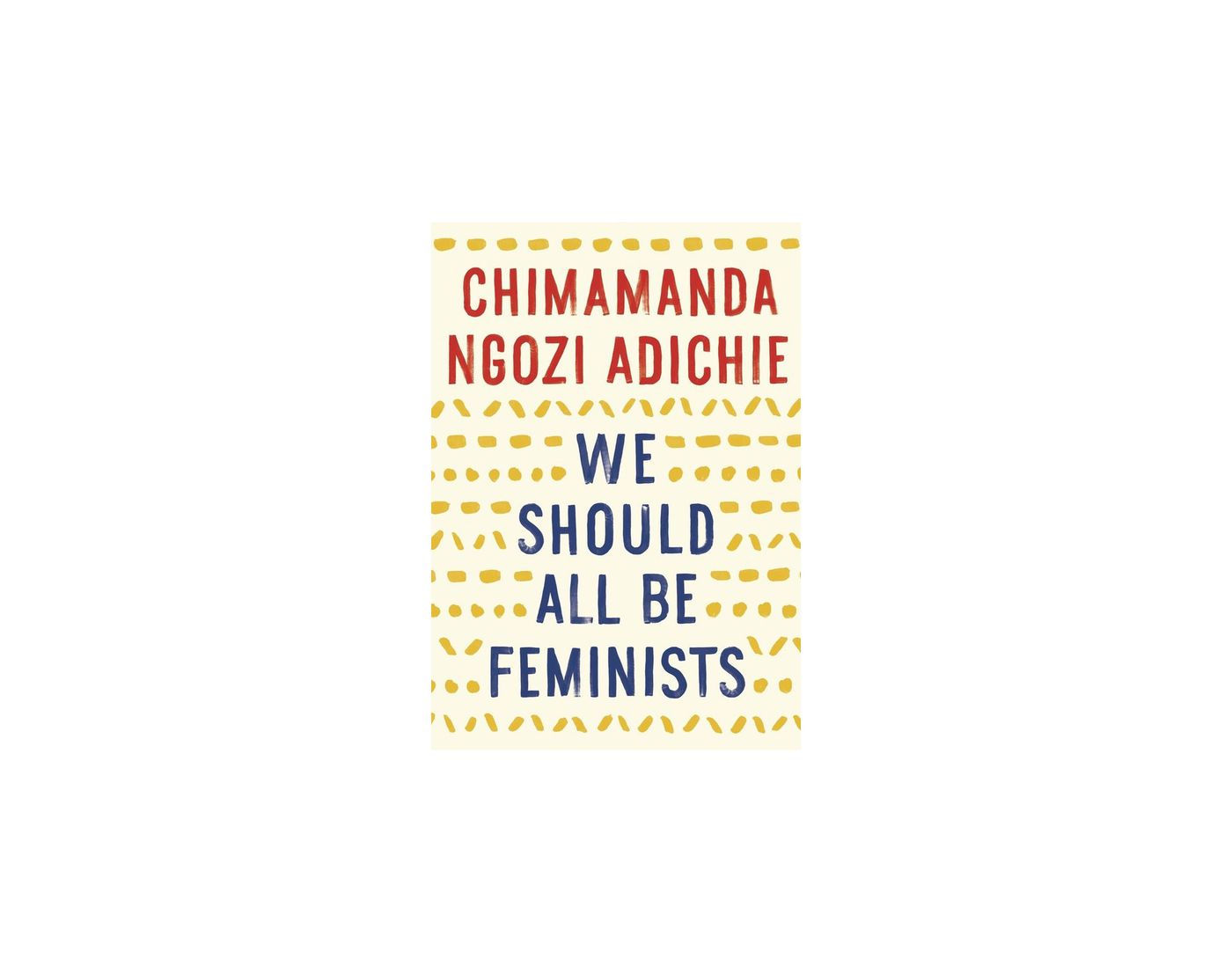 Text art book cover in red, ochre, and blue on a cream background