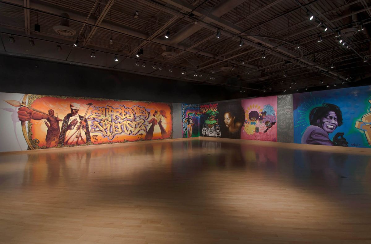 Large-scale, aerosol artworks across gallery