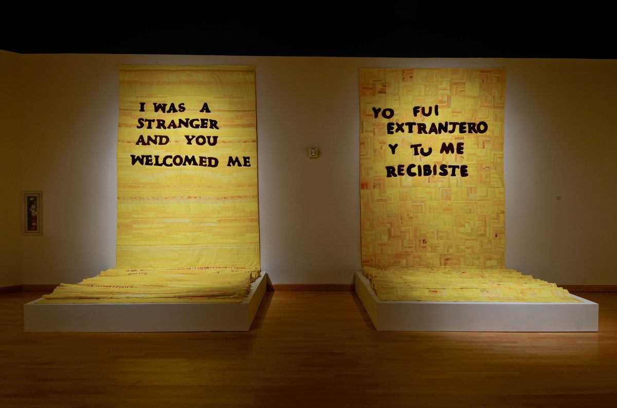 Text installation, " I Was a Stranger and You Welcomed Me"