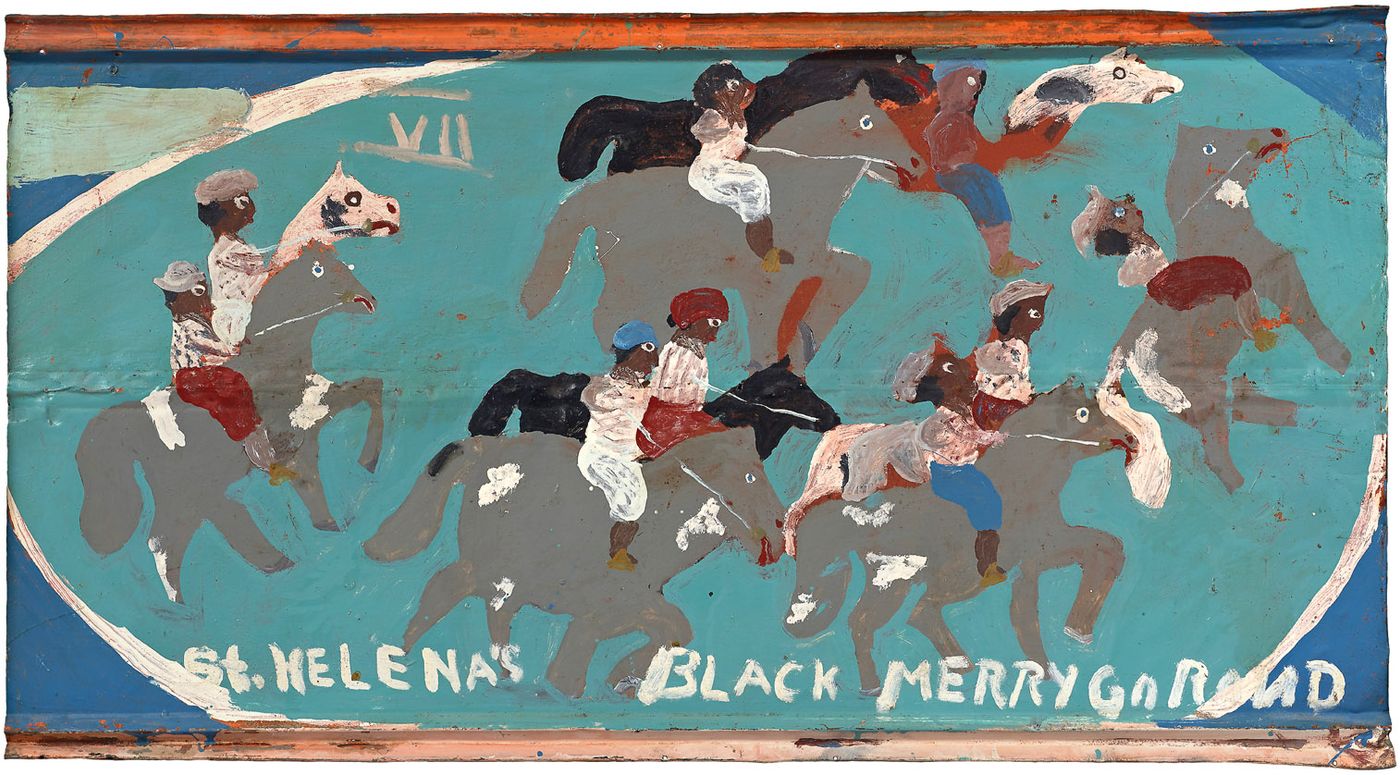 Painting of black people on horses
