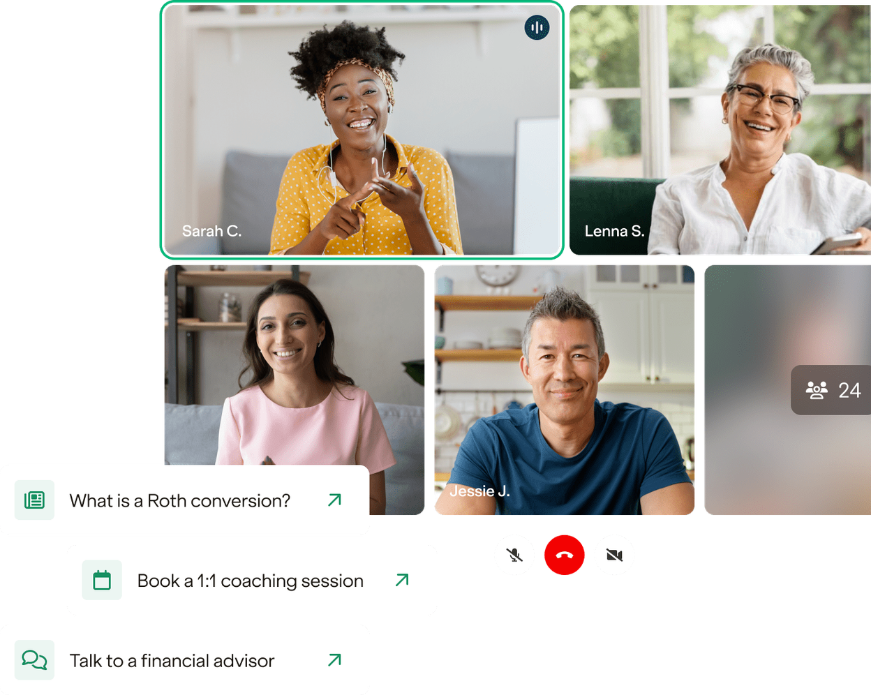 collage of five people on a video call