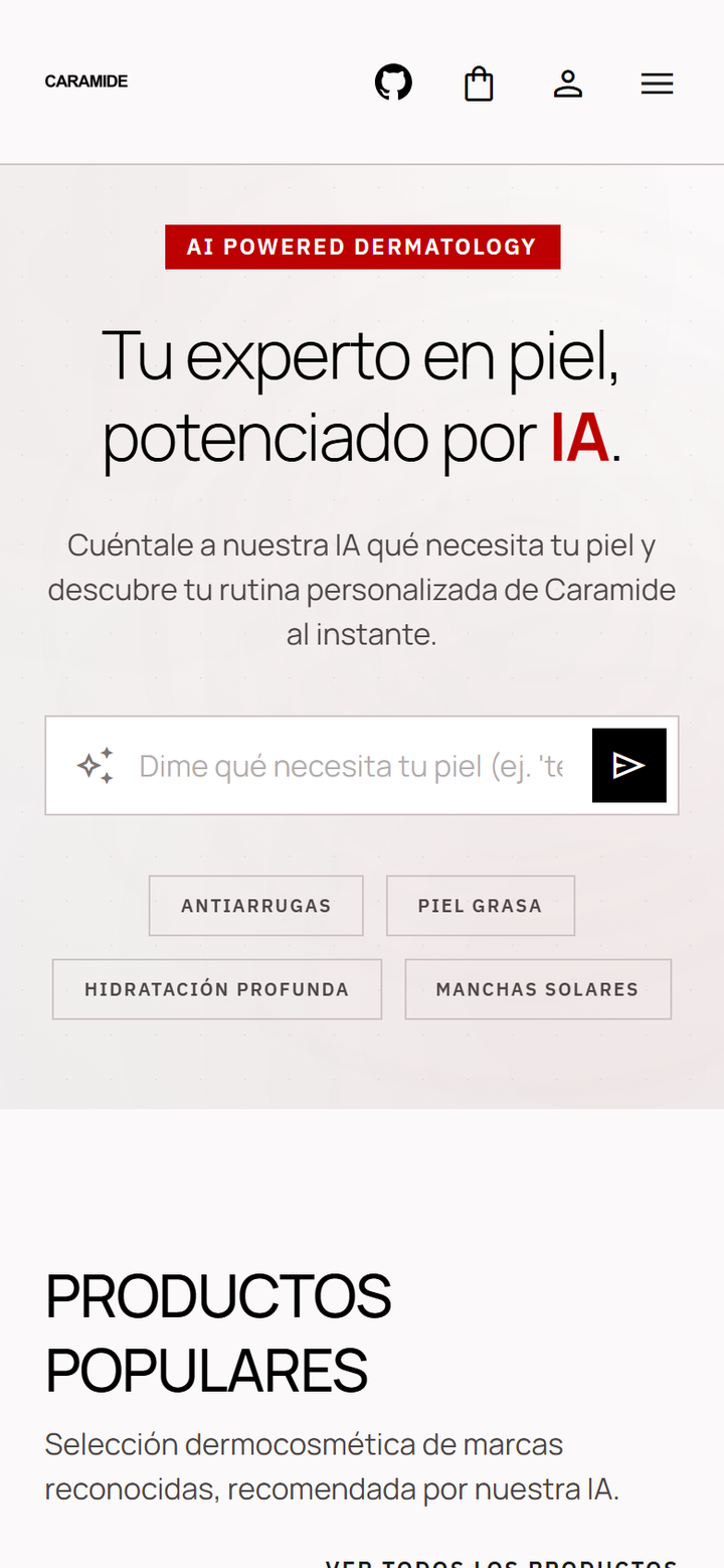 Caramide AI Skincare Assistant — captura secundaria 2