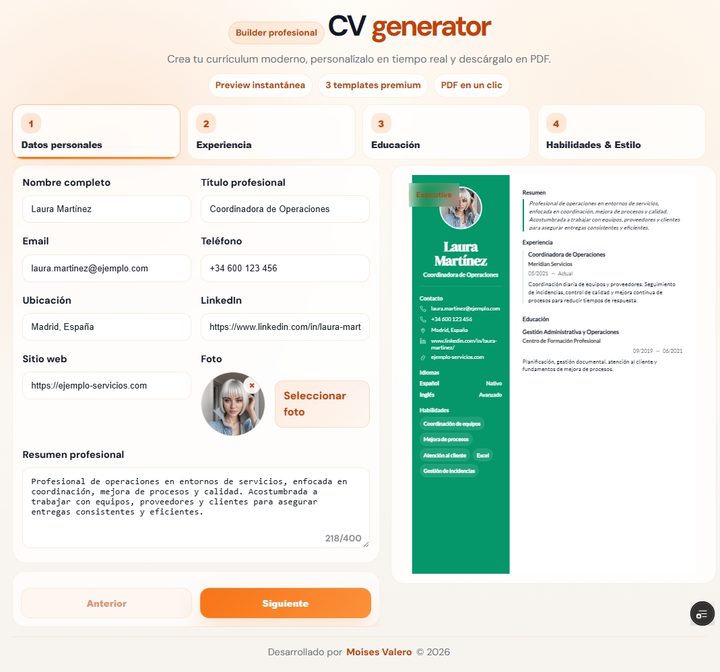 CV-Generator — captura secundaria 2