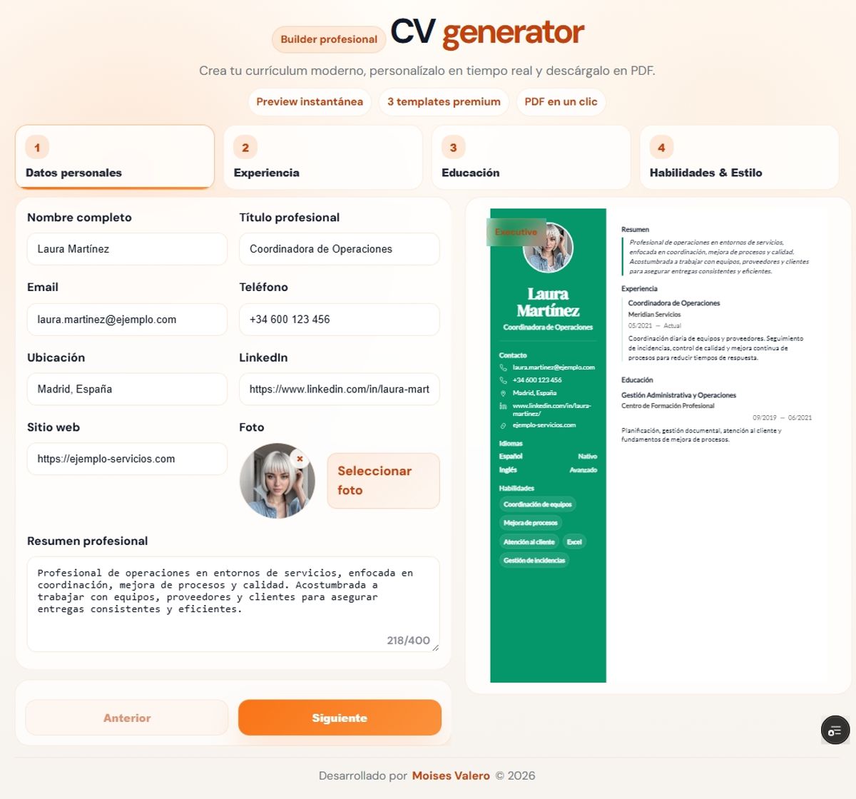 CV-Generator — captura secundaria 2