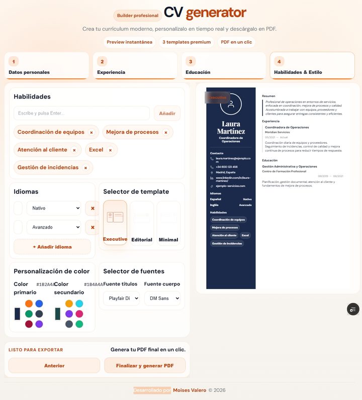 CV-Generator — captura secundaria 1