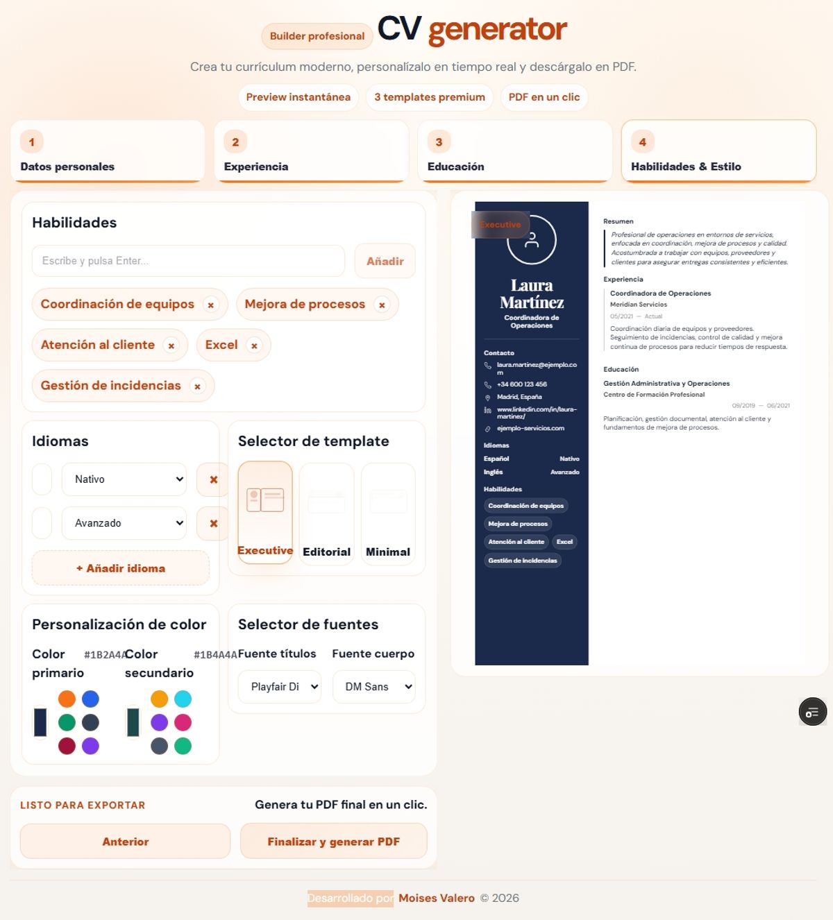 CV-Generator — captura secundaria 1