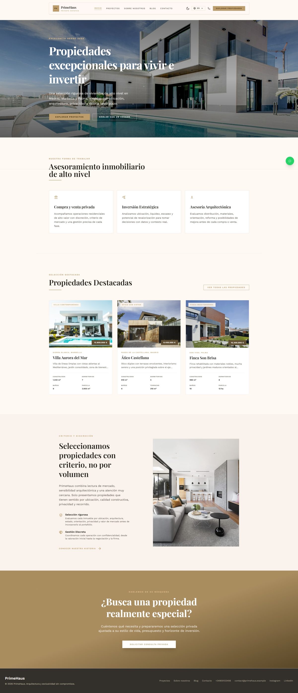 PrimeHaus — vista principal