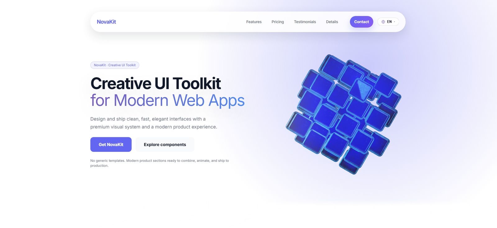 NovaKit landing page — vista principal
