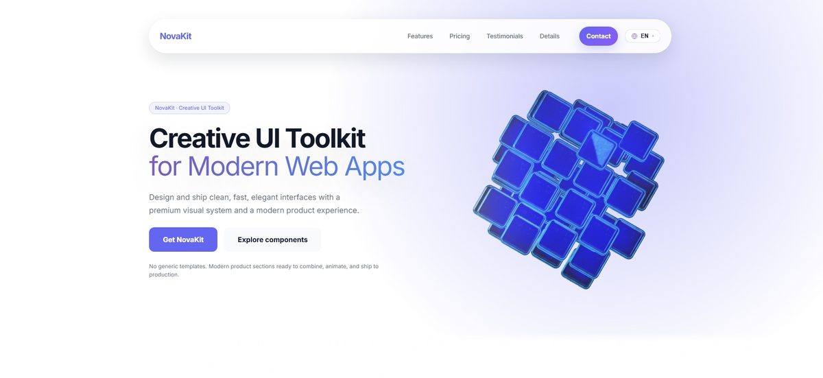 NovaKit landing page — vista principal