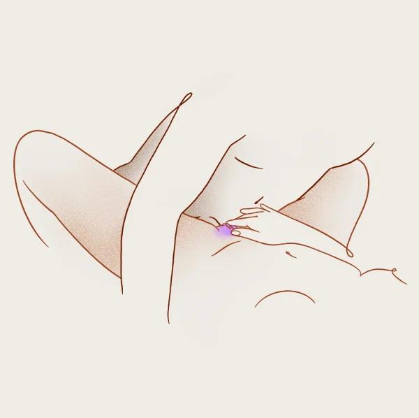 Illustration: her hand on her clitoris in this position