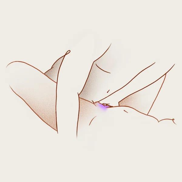 Illustration: partner&rsquo;s hand on her clitoris in this position