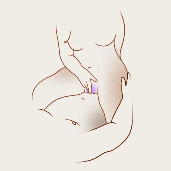 Illustration: her hand on her clitoris in this position