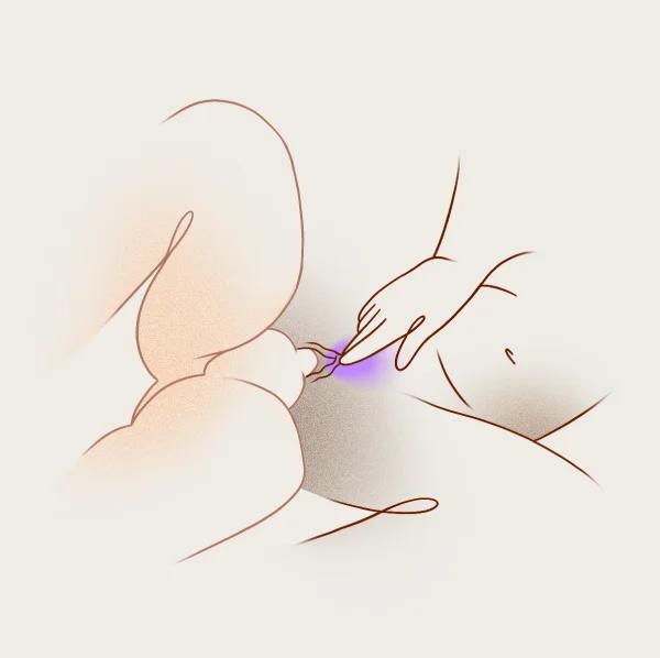 Illustration: her hand on her clitoris in this position