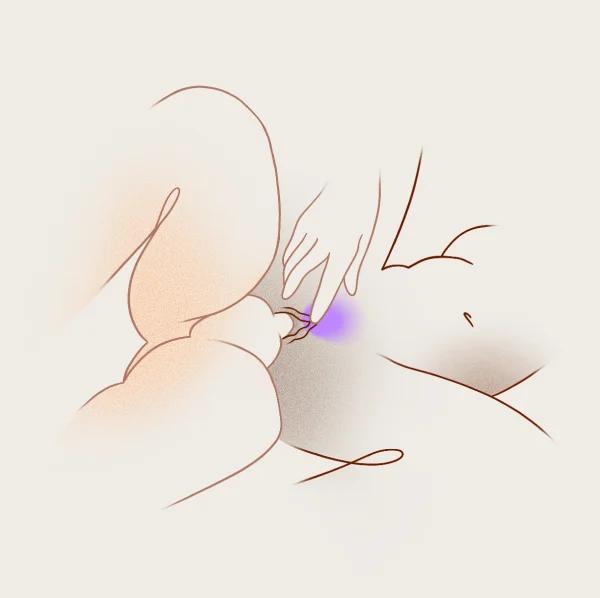 Illustration: partner&rsquo;s hand on her clitoris in this position