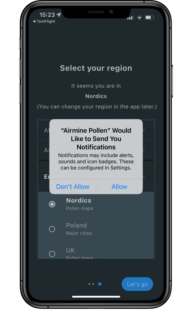 airmine app - allow notifications