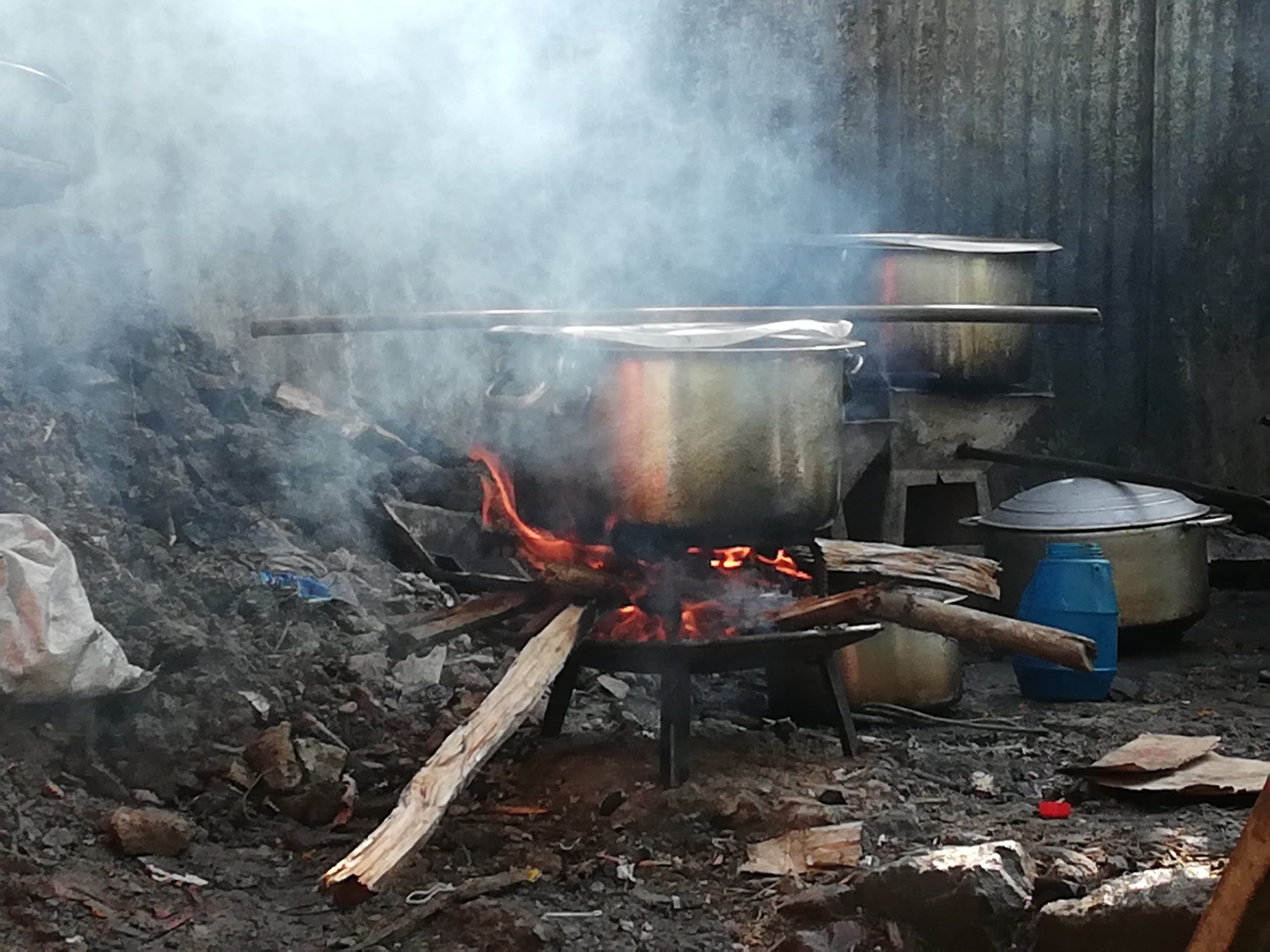 cooking on open fire