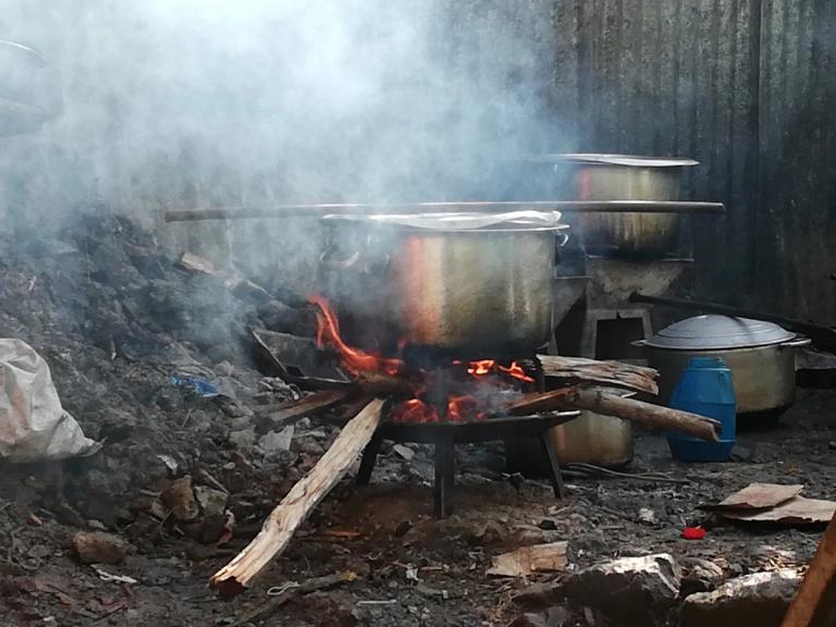 cooking on open fire