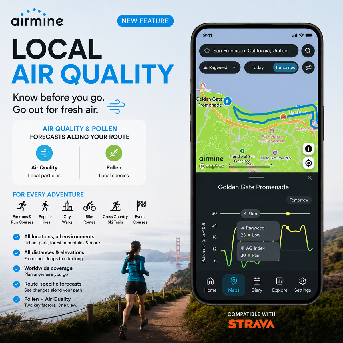 Airmine Pollen app - local air quality