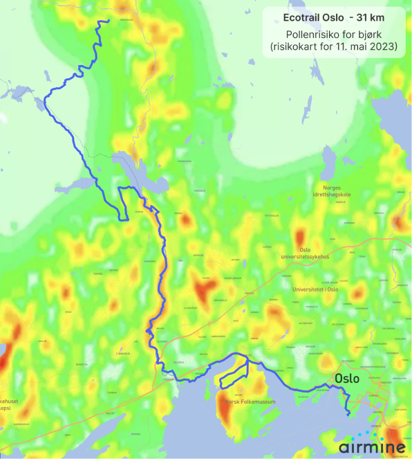 Pollen risk map Eco trail Oslo