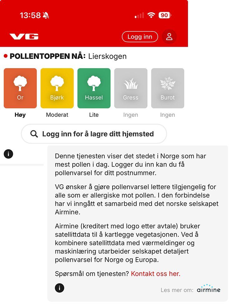 VG Airmine pollenwidget