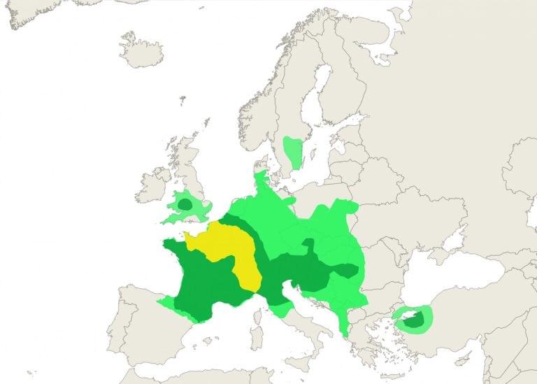 Hazel pollen levels in Europe 14 Feb 2020