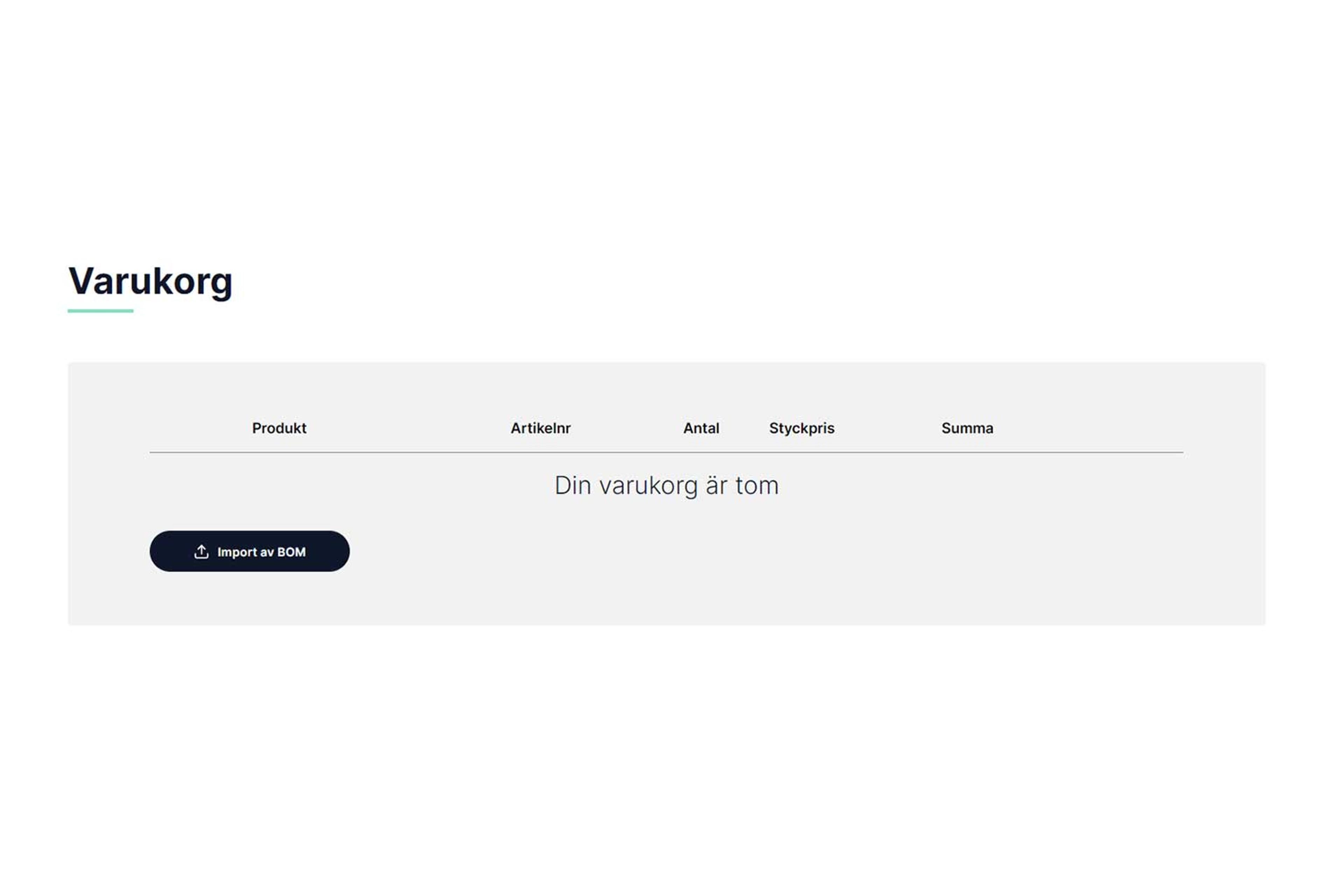Importera din BOM direkt i varukorgen